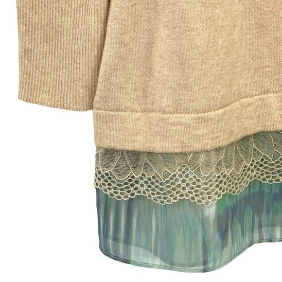 LOGO Lori Goldstein Womens SweaterTunic Top SP Cashmere Blend Lace Long Sleeve - Picture 4 of 8